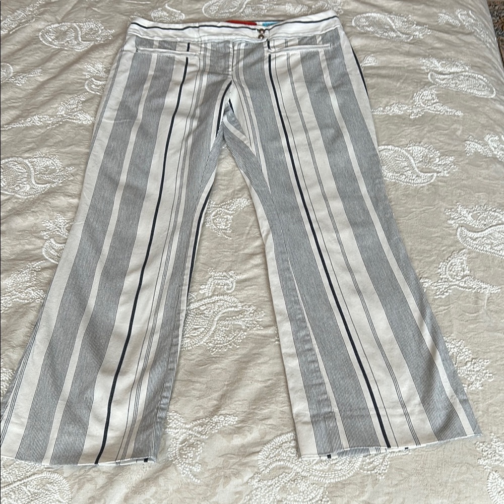 Cartonnier Striped Ankle Pants - Gray and White